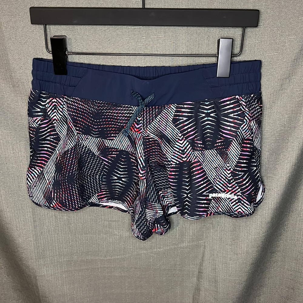 Patagonia Navy Blue Multicolor Patterned Athletic Shorts